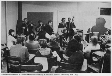 LMU Seminar from 1975 with Danny Marshall on guitar. Photo by Rick Cary